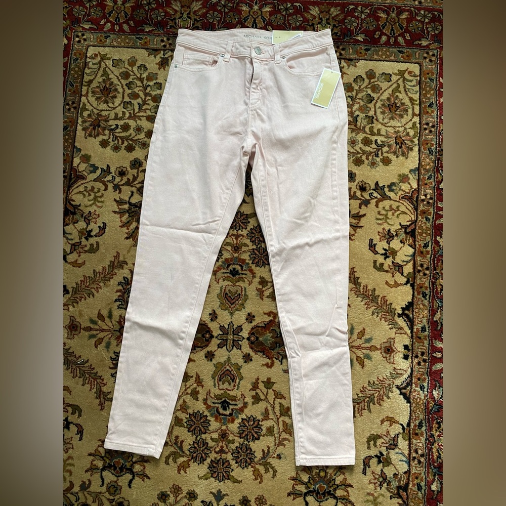 Michael Kors Izzy Skinny Blossom pink jeans, Size 8, nwt